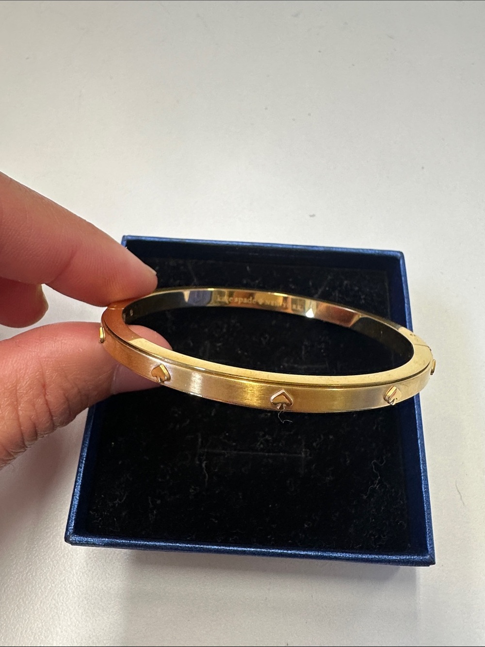 kate spade Gold Spade Accent Hinged Bangle Bracelet